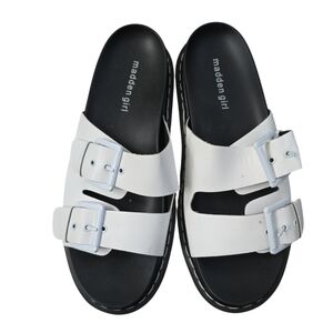 Madden Girl White Buckle Sandals